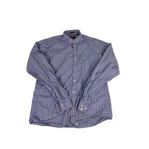 Mast & Harbour Shirt Blue Plaid Long Sleeve Button Up Collard Cotton Men's Top L